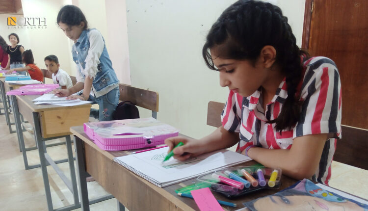 Children participating in the painting forum held in Tabqa, northern Syria – North Press