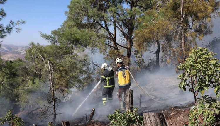 Wildfires in forest areas in Jindires countryside northwestern Afrin Region, northwest Syria