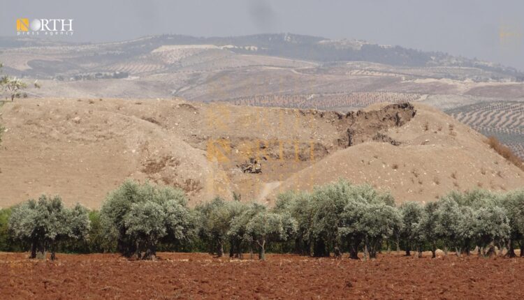 Turkish-backed armed opposition factions, aka Syrian National Army (SNA), excavating on the hill of Ain Diba, in the countryside of Afrin Region, northwest Syria – North Press