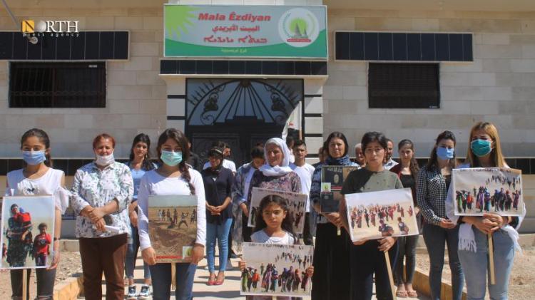A protest by the Yezidi House in Qamishli countryside, northeast Syria in commemoration to Sinjar (Shengal) genocide by ISIS in northern Iraq – North Press