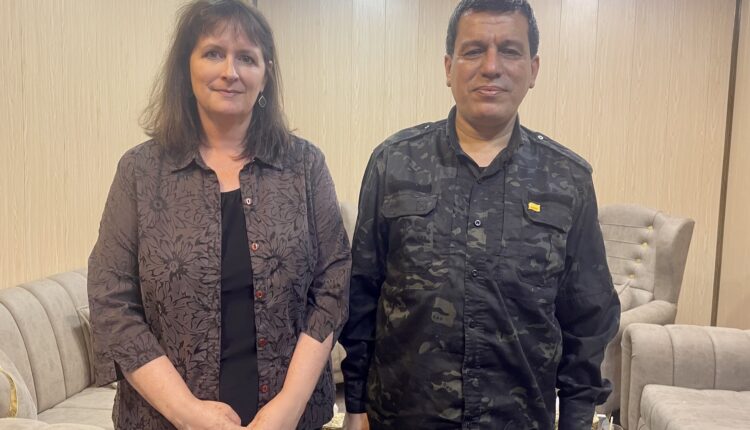 Former chair of the US Commission for International Religious Freedom (USCIRF) Nadine Maenza with Commander in Chief of the Syrian Democratic Forces (SDF) Mazloum Abdi - Nadine Maenza X account (previously Twitter)