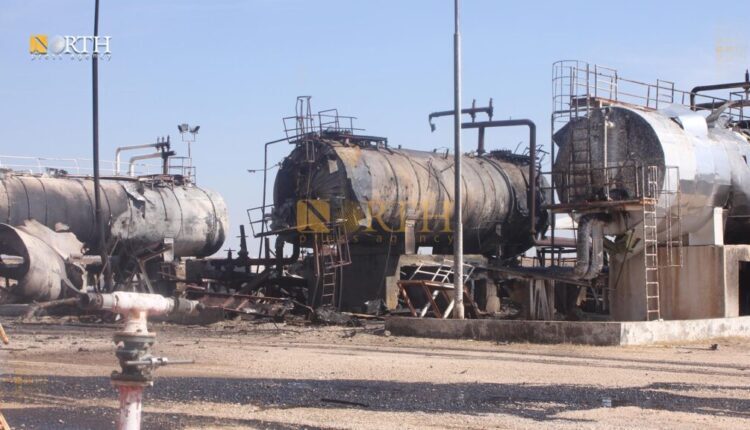 Turkish shelling on Oct. 5, 2023, destroys the Segerka oil station in the countryside of Rmelan, far northeast Syria – North Press