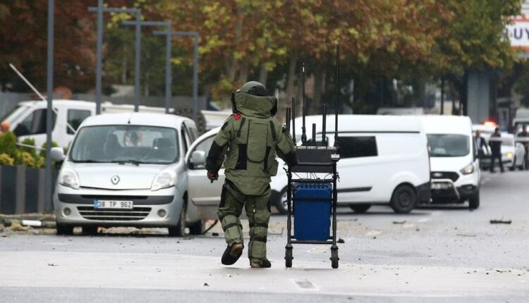 A bomb disposal expert works at the scene after a bomb attack in Ankara, Turkey on Oct. 1, 2023 – Reuters