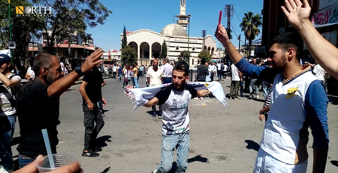 The activist Omran chants at Suwayda protests, southern Syria - North Press