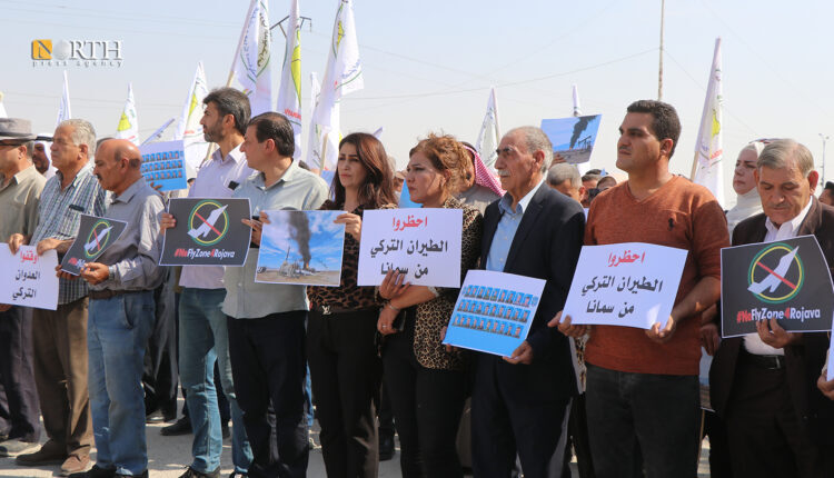 Protesters gathered in front of a US base in Hasakah Governorate, northeastern Syria - North Press