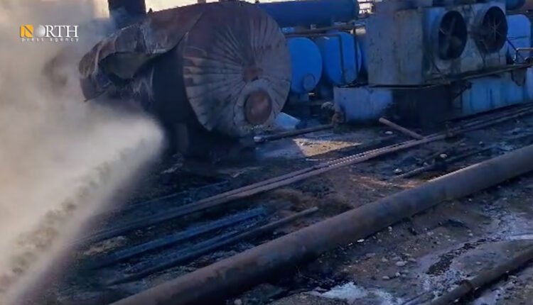 Sweidiya gas plant in the countryside of Derik, far northeastern Syria after being targeted by Turkish strikes ــــ North Press
