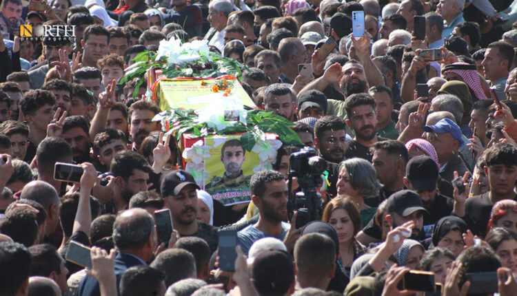 Residents in the funeral of Muhammad Shibli, senior commander of the Syrian Democratic Forces (SDF), in the city of Derik (al-Malikiyah), far northeast Syria – North Press