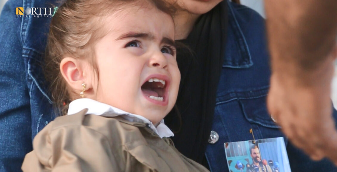 The child of Khwinrej Tami who was killed in a Turkish airstrike targeting the Asayish affiliated Anti-Narcotics Forces in Derik (al-Malikiyah), northeast Syria- North Press