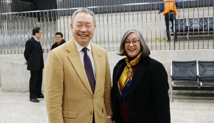 Newly appointed representative to the U.S. Alexander Yui with AIT Managing Director Ingrid Larson - CNA