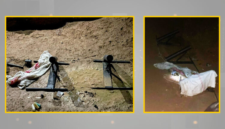 Mortar launchers found on Dec. 12, 2023, by the Syrian Democratic Forces (SDF) in the southern countryside of Hasakah, northeastern Syria - SDF