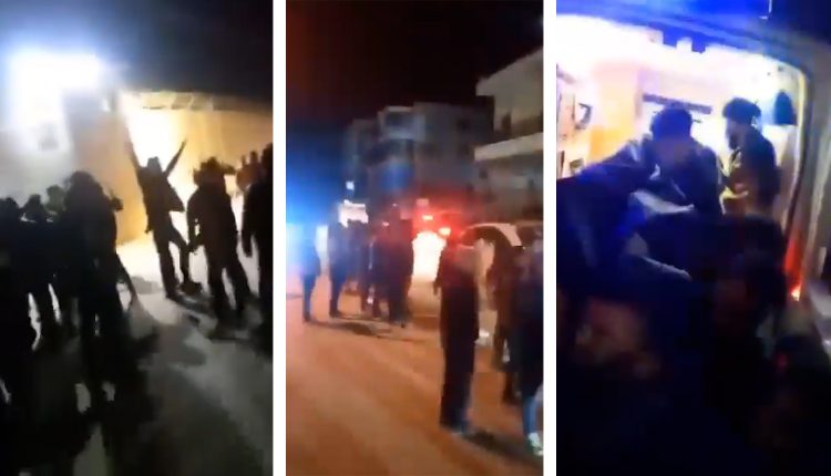 Protests in Jindires town in the countryside of Afrin in northwestern Syria following the slaughter of a Kurdish child by a settler from Idlib