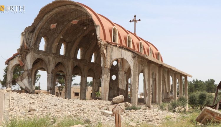A destroyed church in an Assyrian village in the countryside of Hasakah, Northeast Syria, April 30, 2024 – North Press