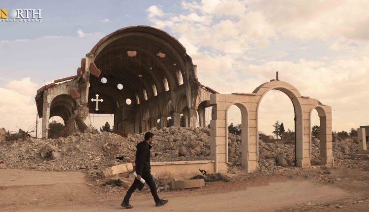 St. Mary Church in the village of Tel Nasri in Hasakah Governorate, Northeast Syria that was destroyed by ISIS, May 2, 2024 - North Press