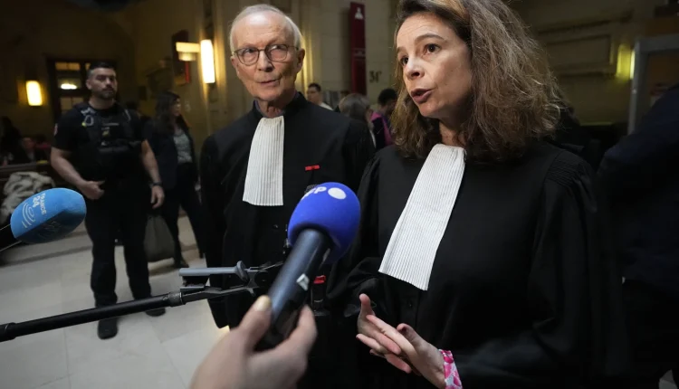 Clémence Bectarte, the Dabbagh family lawyer from the International Federation for Human Rights, answers reporters at a courtroom in Paris, May 21, 2024 - AP