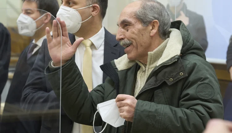 The defendant, Anwar Raslan, in the courtroom at the Higher Regional Court in Koblenz, Germany, Jan. 13, 2022 – AP