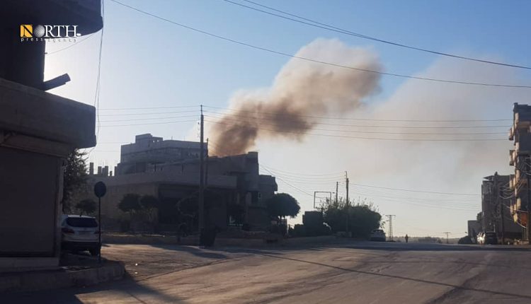 Columns of smoke rise in the city of Kobani in northern Syria following Turkish airstrikes on Oct. 24, 2024. – North Press