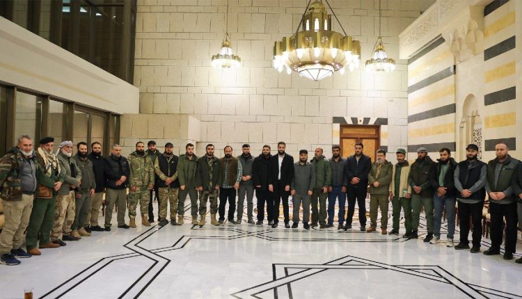 Ahmad al-Sharaa meeting with military faction leaders.