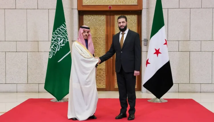 Saudi Foreign Minister Faisal bin Farhan during his official visit to Damascus, meeting with Syria’s new leader Ahmad al-Shar’a.