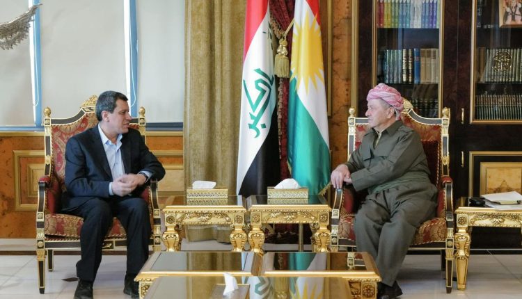 Kurdish leader Masoud Barzani meets SDF Commander General Mazloum Abdi in Erbil.