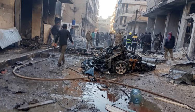 The remains of a car bomb that exploded in Manbij, northern Syria.