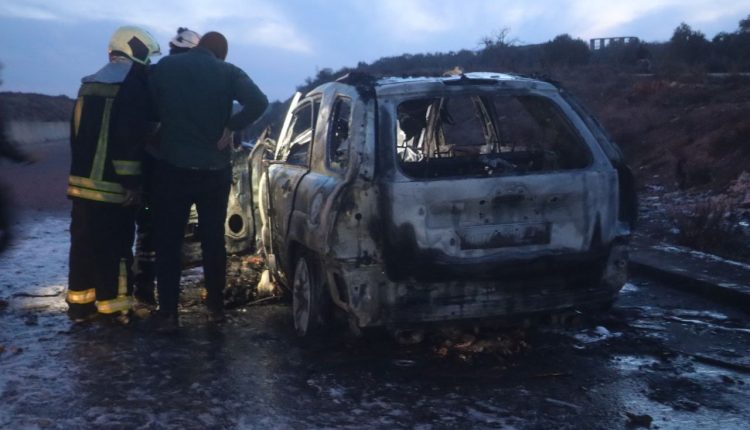 A missile by the U.S.-led Global Coalition struck a car in Idlib Governorate on Feb. 15, 2025