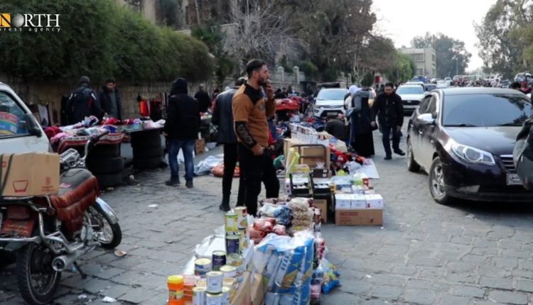 Stalls selling Turkish products in Al-Hijaz Square, Damascus. (Photo: North Press)