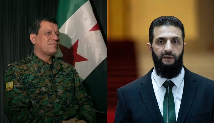 SDF Commander-in-Chief Mazloum Abdi and Syrian Transitional President Ahmad al-Sharaa. (North Press)