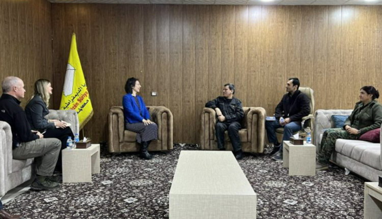General Mazloum Abdi, commander of the Syrian Democratic Forces (SDF), meets with British Special Envoy to Syria, Ann Snow, and her delegation in Hasakah, Syria.