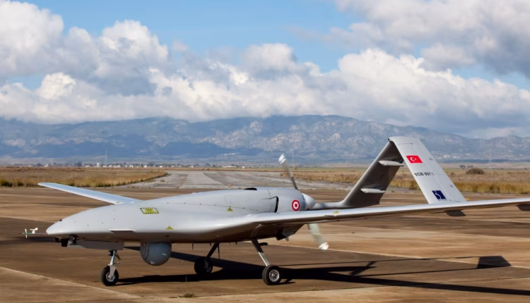 The Turkish-made Bayraktar TB2 drone is pictured on Dec. 16, 2019 at Gecitkale military airbase near Famagusta in Northern Cyprus. - AFP