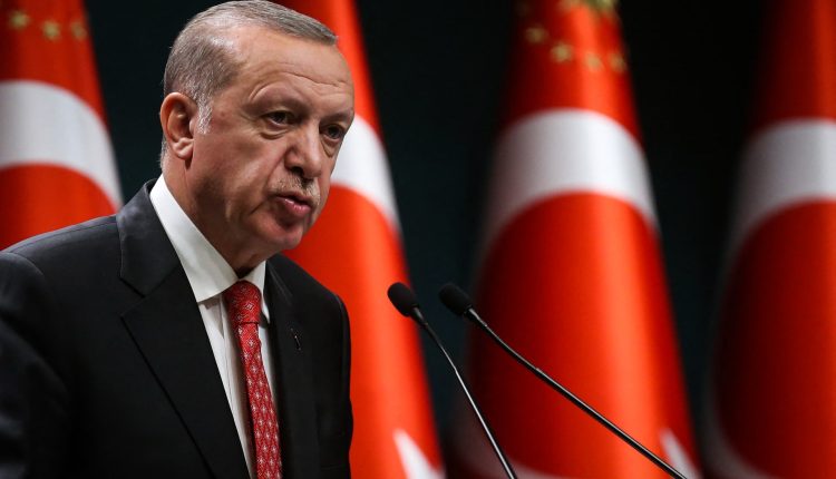 Turkish President Recep Tayyip Erdoğan speaks at a press conference.