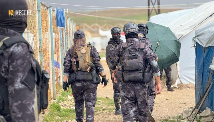 Kurdish Security Forces (Asayish) conduct a three-day counterterrorism sweep at Roj camp in northeast Syria, April 2025.
