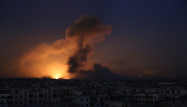 An Israeli airstrike targets border areas between Lebanon and Syria, May 5, 2025.