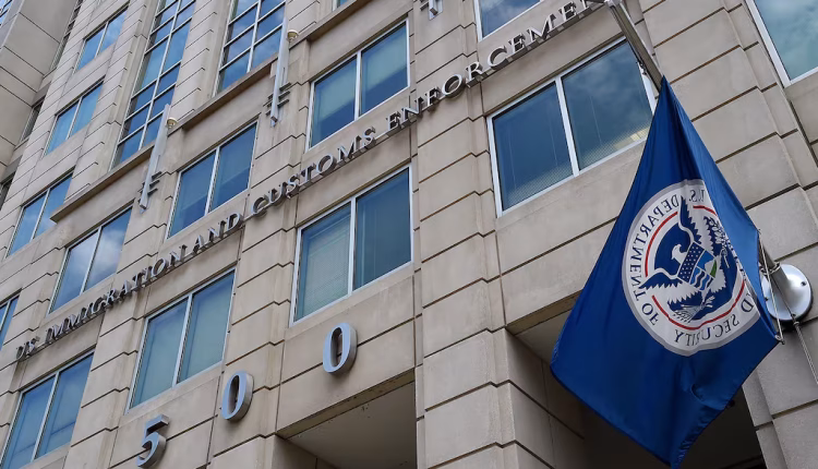 The Department of Homeland Security flag flies outside the Immigration and Customs Enforcement (ICE) headquarters in Washington in 2020. – AFP