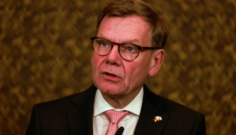 German FM Johann Wadephul delivers a statement to the press in Jerusalem on July 31, 2025. – AFP
