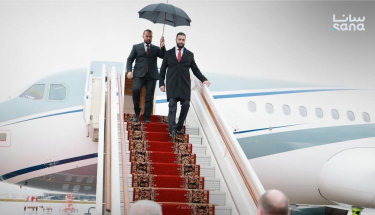 Syrian Transitional President Ahmad al-Sharaa arrives in Moscow for his first official visit on Oct. 15, 2025 – SANA