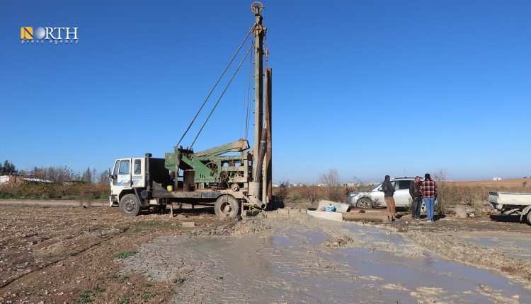 A water well drilling operation in progress in the countryside of Hasakah, northeastern Syria. – North Press