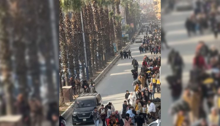 Civilians fleeing Aleppo's Ashrafiyeh and Sheikh Maqsoud neighborhoods on Jan. 7, 2026.