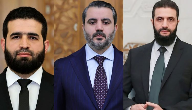 Syria's Transitional President Ahmad al-Sharaa, Foreign Minister Asaad al-Shaibani, and Interior Minister Anas Khattab.
