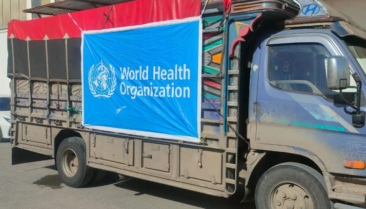 A truck loaded with medical supplies prepared by the WHO to support emergency health responses and deliver essential medicines to affected communities in Syria. – WHO