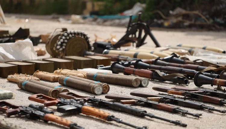 Syria's Ministry of Interior seizes quantities of weapons, including missiles and launchers in Homs Governorate on April 27, 2026.