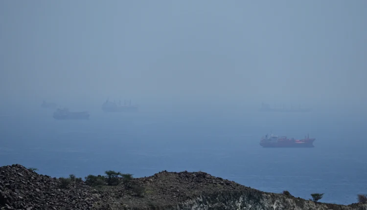 Tankers and bulk carriers anchored in the Strait of Hormuz, on April 18, 2026. – AP