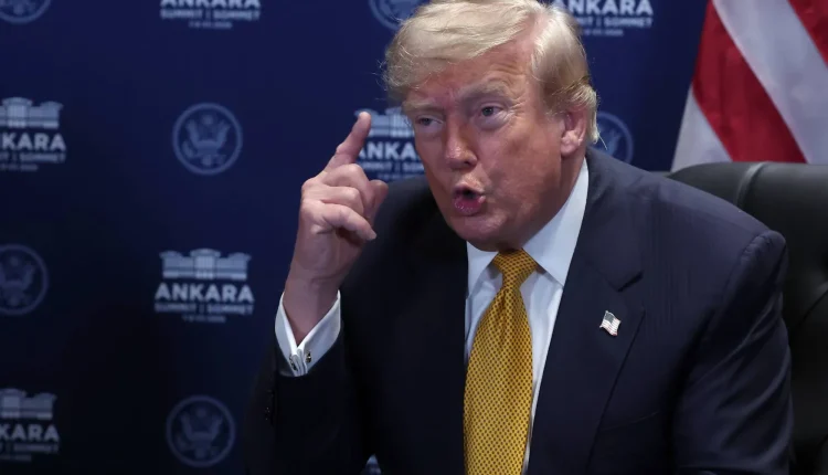 U.S. President Donald Trump reacts as he meets with NATO Secretary General on the sidelines of the NATO summit in Ankara, on July 8, 2026. - AFP