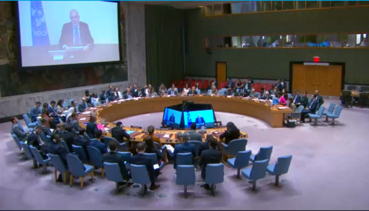 A screenshot from a video shows Claudio Cordone, Deputy Special Envoy of the UN Secretary-General for Syria, briefing the UN Security Council via video-link from Damascus on the situation in Syria on July 21, 2026.