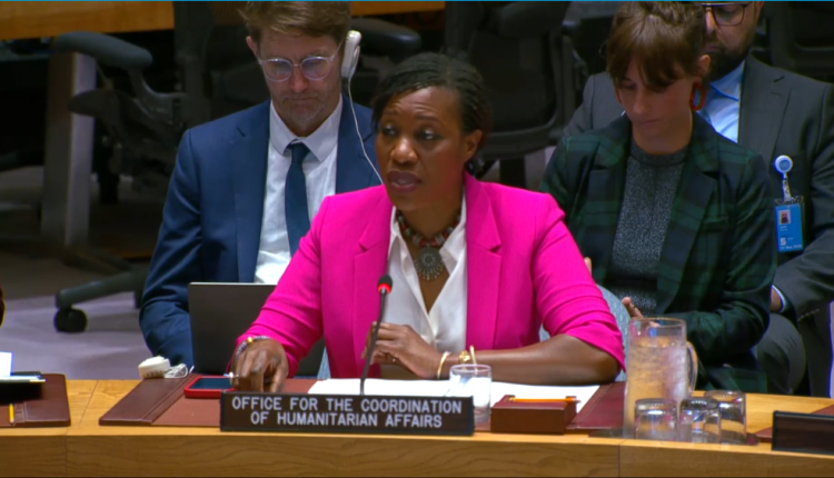A screenshot from a video shows Edem Wosornu, OCHA’s Director of Operations and Advocacy, briefing the UN Security Council on the humanitarian situation in Syria on July 21, 2026.