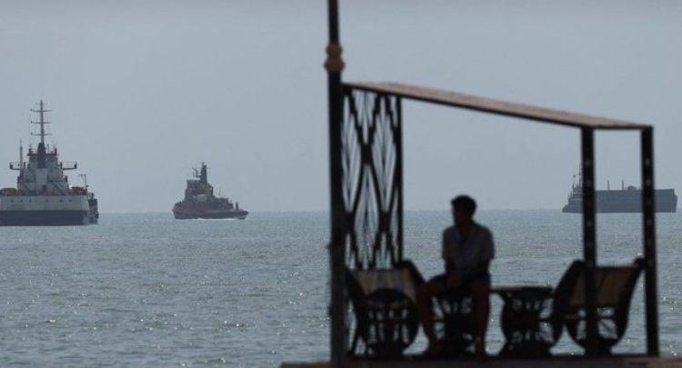 Vessels in the Strait of Hormuz are visible near the beach of Bandar Abbas, Iran, Aug. 28, 2026. – Reuters