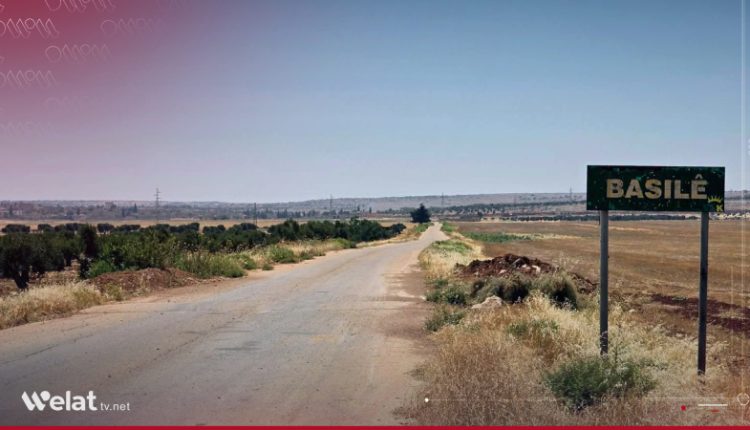 A road sign of the village of Basileh (Basilhaya) in Afrin countryside, northwestern Syria, July 2026. – Welat TV