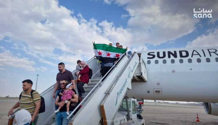 Passengers disembark from a Sundair aircraft at Damascus International Airport on Aug. 16, 2026. – SANA