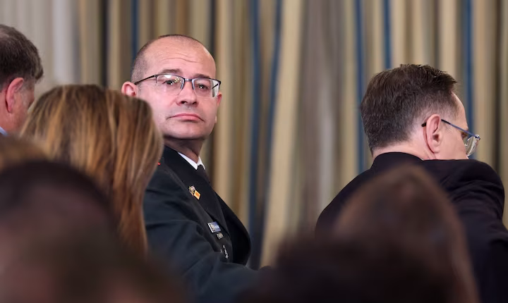 Roman Gofman waits before a joint press conference of U.S. President Donald Trump and Israeli PM Benjamin Netanyahu in the State Dining Room at the White House, in Washington, D.C., U.S., Sept. 29, 2025. – Reuters
