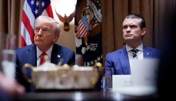 U.S. President Donald Trump and Defense Secretary Pete Hegseth appear during a Cabinet meeting at the White House on Feb. 26, 2025 in Washington, DC. - Getty Images