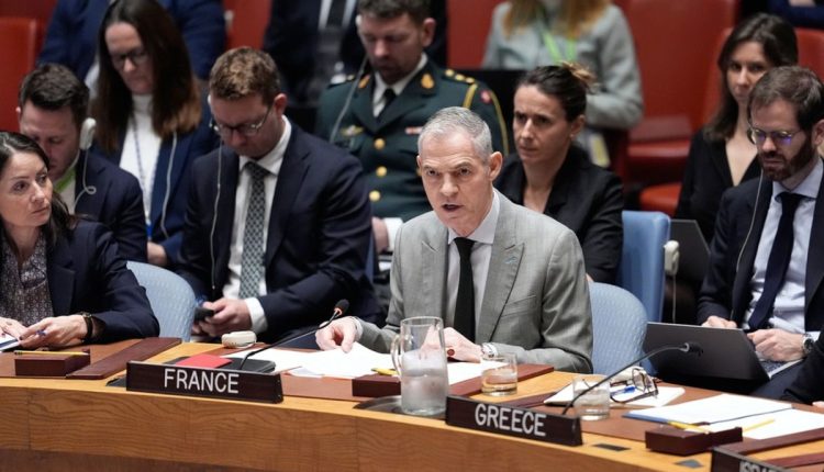 Jerome Bonnafont, France’s Permanent Representative to the UN, during a brief to the UN Security Council in New York on Sep. 1, 2026. – AP
